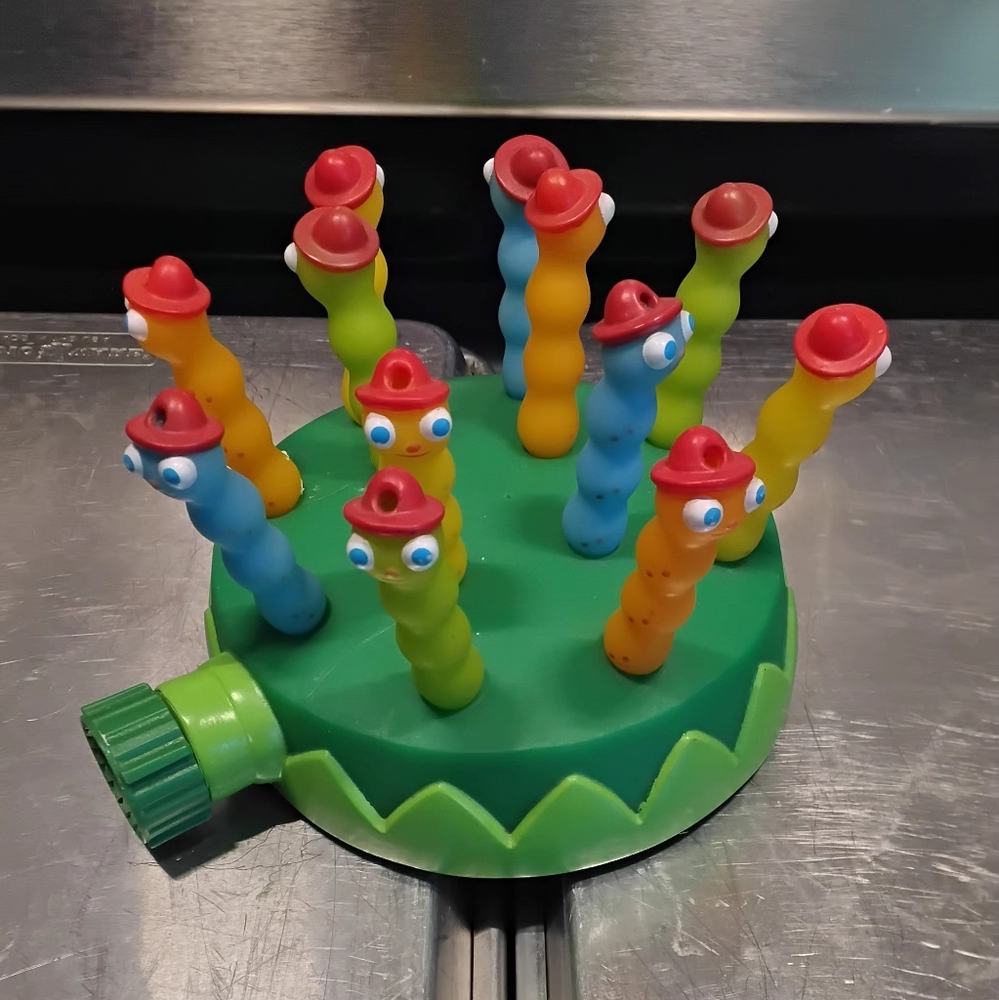 Wiggly Water Sprinkler Toy with Red, Blue, and Yellow